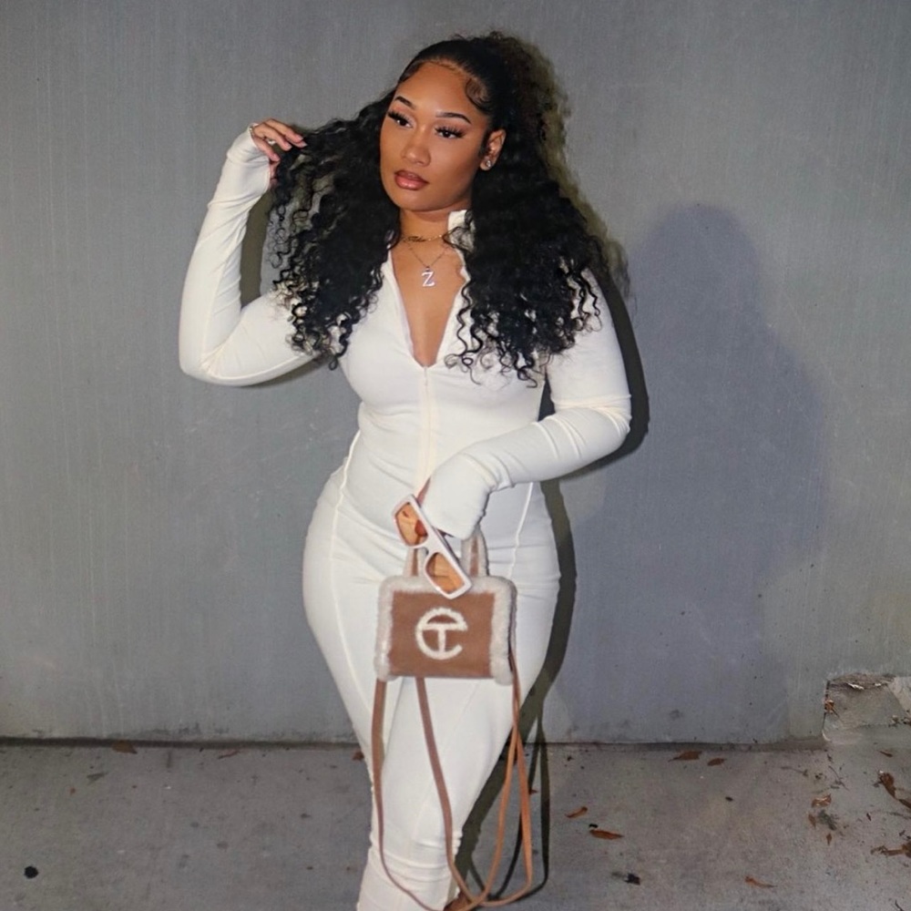 One piece zipped jumpsuit